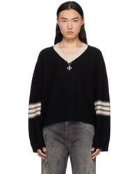 Enfants Riches Deprimes - ブラック アシンメトリー バーシティ Vネックセーター - Lyst