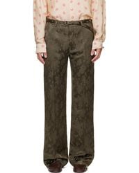 Dries Van Noten - Khaki Belted Floral Jacquard Trousers - Lyst