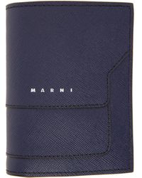 Marni - Navy Saffiano Leather Bifold Wallet - Lyst