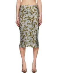 Dries Van Noten - ブルー＆グリーン プリント シルク ミディアムスカート - Lyst