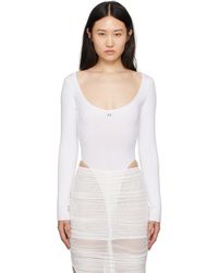 Mugler - White Scoop Neck Bodysuit - Lyst