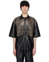 Nanushka - Black & Brown Mance Vegan Leather Shirt - Lyst