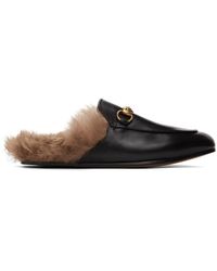 Gucci - Princetown Horsebit-detailed Shearling-lined Leather Slippers - Lyst