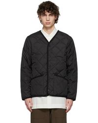 Taion Quilted Down Piping Cardigan - Black