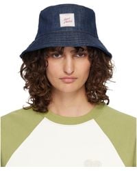 Ami Paris - Topstitchings Denim Bucket Hat - Lyst