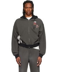 we11done - Washed Doodle Teddy Zip-Up Hoodie - Lyst