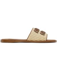 Miu Miu - Raffia-Effect Woven Fabric Sandals - Lyst