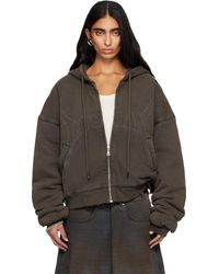 Lu'u Dan - Pull À Capuche Gris À Effet Délavé Et À Glissière - Lyst