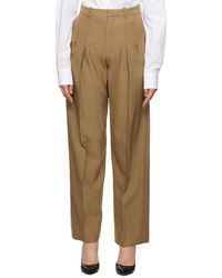 Victoria Beckham - Tan Front Pleat Trousers - Lyst