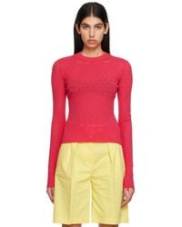 MSGM - T-shirt à manches longues rose à col ras du cou - Lyst