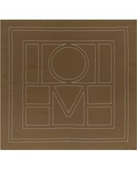 TOTEME - Khaki Embroidered Monogram Silk Scarf - Lyst