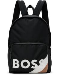 BOSS - Black Striped Backpack - Lyst