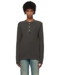 RRL - ブラック ワッフルニット ヘンリーネック - Lyst