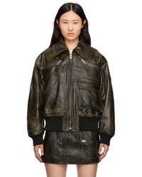 Gcds - Black Workwear Rub-off Leather Jacket - Lyst