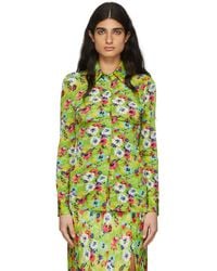 MSGM - Green Viscose Shirt - Lyst
