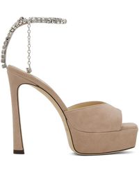 Jimmy Choo - Beige Saeda 125 Heeled Sandals - Lyst