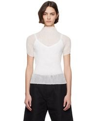 Issey Miyake - Chiffon Twist Bk/Wt-56 Turtleneck - Lyst