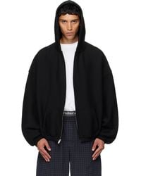 Alexander Wang - Pull À Capuche Noir À Logo En Relief Et À Glissière - Lyst