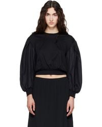 Simone Rocha - T-Shirt À Manches Longues Bouffantes Noir - Lyst