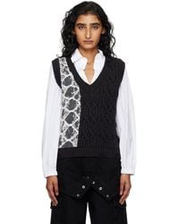 ANDERSSON BELL - ブラック＆グレー Boucle Cable Patchwork ニットベスト - Lyst
