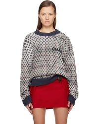 Vivienne Westwood - Pull Blanc Cassé Et Bleu Marine À Effet Usé Et À Motif Tartan - Lyst