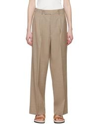AURALEE - Taupe Pleated Trousers - Lyst