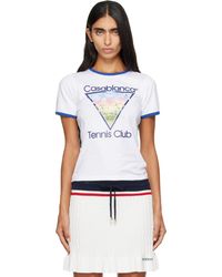 CASABLANCA - 'Tennis Club' Cropped Ringer Short Sleeve T‑Shirt - Lyst
