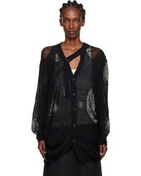 Yohji Yamamoto - Plain Stitch & Pattern Draped Cardigan - Lyst
