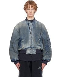 Balenciaga - Standard Denim Bomber Jacket - Lyst