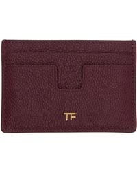 Tom Ford - Burgundy Grain Leather Card Holder - Lyst