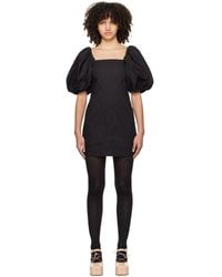 Ganni - Black Twisted Sleeves Minidress - Lyst