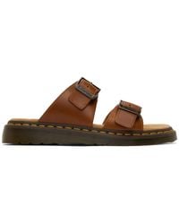 Dr. Martens - Tan Josef Leather Buckle Slide Sandals - Lyst