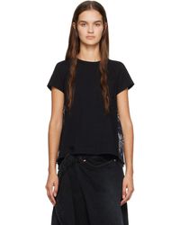 Sacai - Black Pleated T-shirt - Lyst