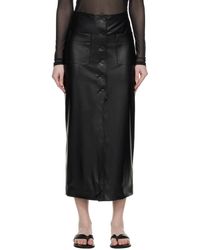HUGO - Black Buttoned Faux-leather Midi Skirt - Lyst