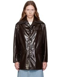 MM6 by Maison Martin Margiela - Brown Sports Faux-leather Jacket - Lyst