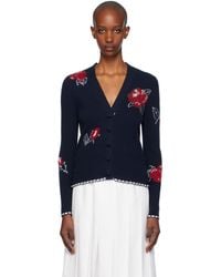 Thom Browne - Virgin Wool Floral Jacquard Cardigan - Lyst