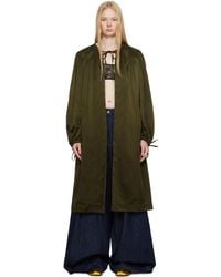 Dries Van Noten - Khaki Gathered Coat - Lyst