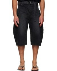 Sacai - Faded Denim Shorts - Lyst