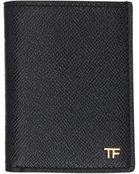 Tom Ford - Petit porte-cartes noir en cuir grainé à deux volets - Lyst