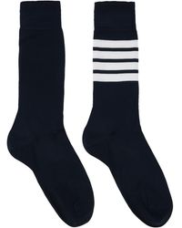 Thom Browne - Thom e chaussettes bleu marine à quatre rayures - Lyst
