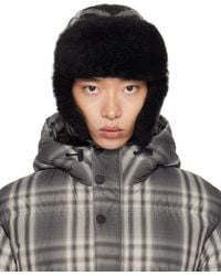 Burberry - Chapeau De Style Ouchanka Noir Et Blanc Cassé En Laine À Carreaux - Lyst