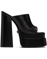 Versace - Black Platform Heeled Sandals - Lyst