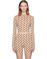 Marine Serre - Tan Recycled Moon Jersey Second Skin Highneck Top - Lyst