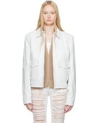 MM6 by Maison Martin Margiela - Off- Light Sports Leather Jacket - Lyst
