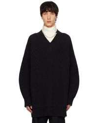 Jil Sander - Black V-neck Sweater - Lyst