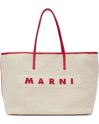 Marni - Beige & Red Small Reversible Janus Shopping Tote - Lyst