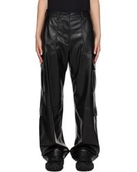 MSGM - Black Cargo Pockets Faux-leather Trousers - Lyst