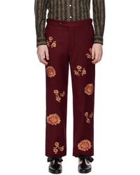 Bode - Burgundy Rococo Trousers - Lyst