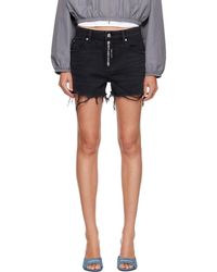 Alexander Wang - Relaxed Hotfix Logo Fly Denim Shorts - Lyst