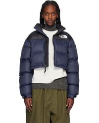 The North Face - ネイビー＆ブラック ヌプシ ショート ダウンジャケット - Lyst